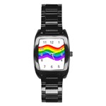 Watercolour Rainbow Colours Stainless Steel Barrel Watch Front