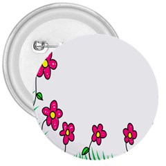 Floral Doodle Flower Border Cartoon 3  Buttons