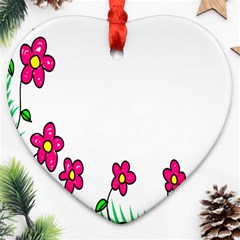 Floral Doodle Flower Border Cartoon Ornament (Heart)