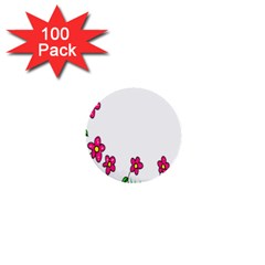 Floral Doodle Flower Border Cartoon 1  Mini Buttons (100 pack) 