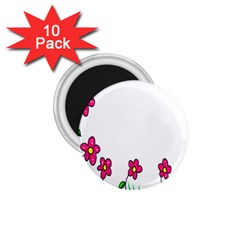 Floral Doodle Flower Border Cartoon 1.75  Magnets (10 pack) 