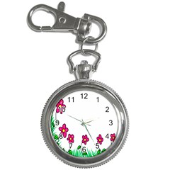 Floral Doodle Flower Border Cartoon Key Chain Watches