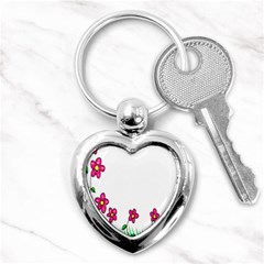 Floral Doodle Flower Border Cartoon Key Chains (Heart) 