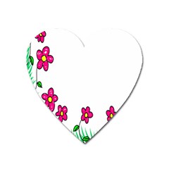 Floral Doodle Flower Border Cartoon Heart Magnet