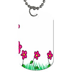 Floral Doodle Flower Border Cartoon Dog Tag (Two Sides)