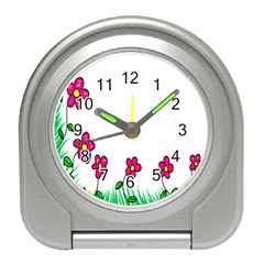 Floral Doodle Flower Border Cartoon Travel Alarm Clocks