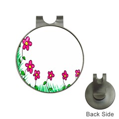 Floral Doodle Flower Border Cartoon Hat Clips with Golf Markers