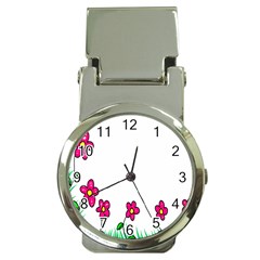 Floral Doodle Flower Border Cartoon Money Clip Watches