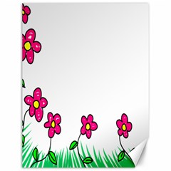 Floral Doodle Flower Border Cartoon Canvas 12  X 16   by Nexatart