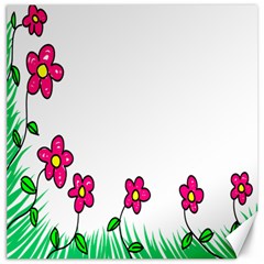 Floral Doodle Flower Border Cartoon Canvas 20  X 20   by Nexatart