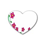 Floral Doodle Flower Border Cartoon Heart Coaster (4 pack)  Front