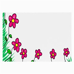 Floral Doodle Flower Border Cartoon Large Glasses Cloth