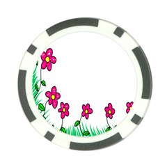 Floral Doodle Flower Border Cartoon Poker Chip Card Guard