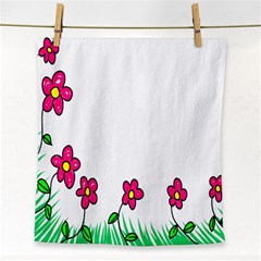 Floral Doodle Flower Border Cartoon Face Towel