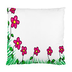 Floral Doodle Flower Border Cartoon Standard Cushion Case (One Side)