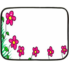 Floral Doodle Flower Border Cartoon Double Sided Fleece Blanket (Mini) 