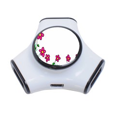 Floral Doodle Flower Border Cartoon 3-Port USB Hub