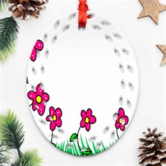 Floral Doodle Flower Border Cartoon Ornament (Oval Filigree)