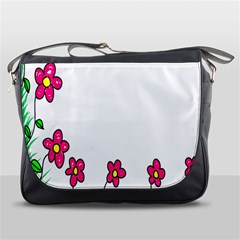 Floral Doodle Flower Border Cartoon Messenger Bags