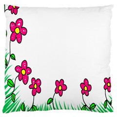 Floral Doodle Flower Border Cartoon Large Cushion Case (Two Sides)