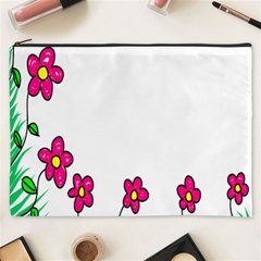 Floral Doodle Flower Border Cartoon Cosmetic Bag (XXXL) 