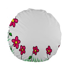 Floral Doodle Flower Border Cartoon Standard 15  Premium Round Cushions