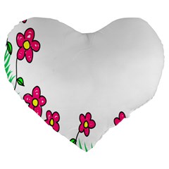 Floral Doodle Flower Border Cartoon Large 19  Premium Heart Shape Cushions by Nexatart