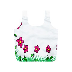 Floral Doodle Flower Border Cartoon Full Print Recycle Bags (S) 