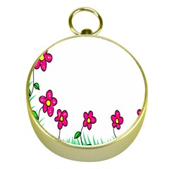 Floral Doodle Flower Border Cartoon Gold Compasses