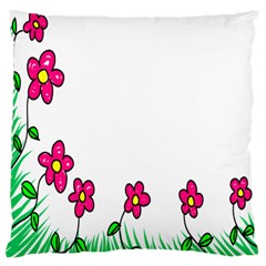 Floral Doodle Flower Border Cartoon Large Flano Cushion Case (One Side)