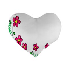 Floral Doodle Flower Border Cartoon Standard 16  Premium Flano Heart Shape Cushions