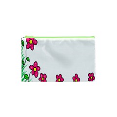 Floral Doodle Flower Border Cartoon Cosmetic Bag (XS)