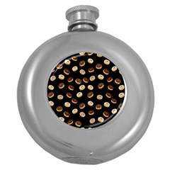 Donuts Pattern Round Hip Flask (5 Oz) by Valentinaart