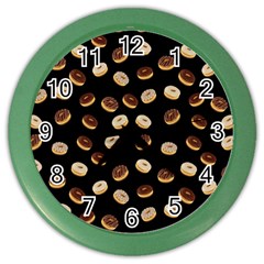 Donuts Pattern Color Wall Clocks by Valentinaart