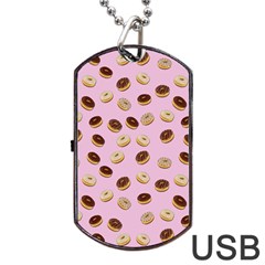 Donuts Pattern Dog Tag Usb Flash (one Side) by Valentinaart