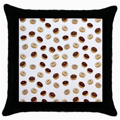 Donuts Pattern Throw Pillow Case (black) by Valentinaart