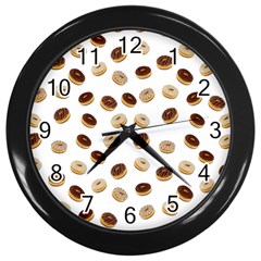 Donuts Pattern Wall Clocks (black) by Valentinaart