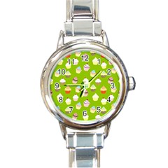 Cupcakes Pattern Round Italian Charm Watch by Valentinaart