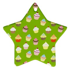 Cupcakes Pattern Ornament (star) by Valentinaart