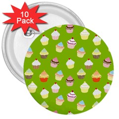 Cupcakes Pattern 3  Buttons (10 Pack)  by Valentinaart