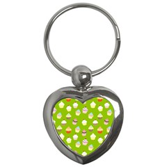 Cupcakes Pattern Key Chains (heart)  by Valentinaart