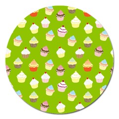 Cupcakes Pattern Magnet 5  (round) by Valentinaart