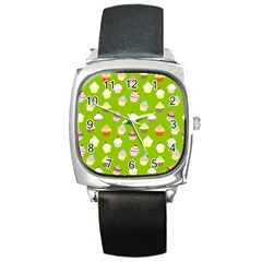 Cupcakes Pattern Square Metal Watch by Valentinaart