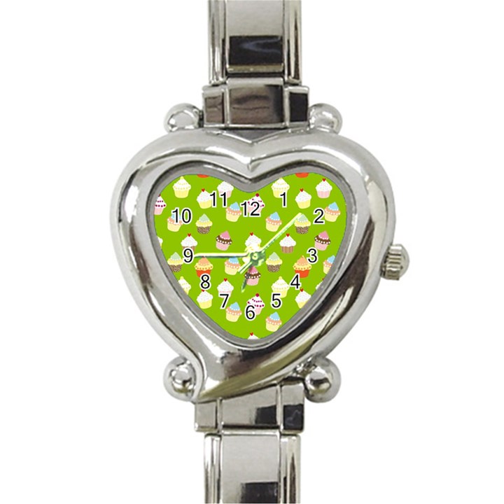 Cupcakes pattern Heart Italian Charm Watch