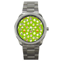 Cupcakes Pattern Sport Metal Watch by Valentinaart