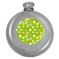 Cupcakes Pattern Round Hip Flask (5 Oz) by Valentinaart