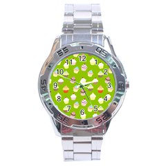 Cupcakes Pattern Stainless Steel Analogue Watch by Valentinaart