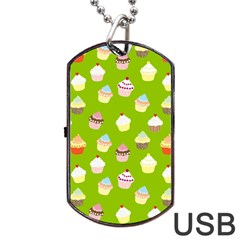 Cupcakes Pattern Dog Tag Usb Flash (one Side) by Valentinaart