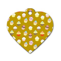 Cupcakes Pattern Dog Tag Heart (one Side) by Valentinaart