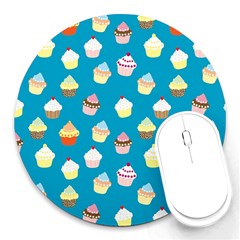 Cupcakes Pattern Round Mousepads by Valentinaart